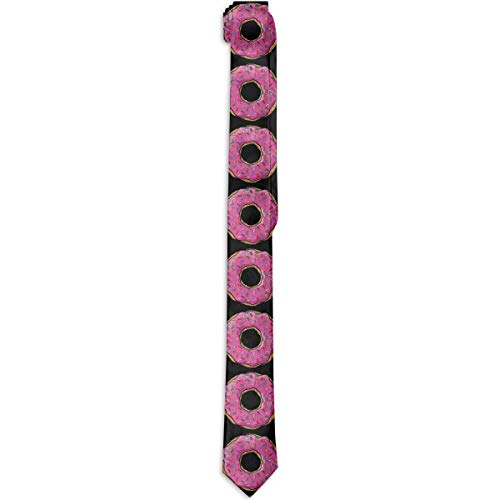 POOP LOOL Big Pink Sprinkle Donut Corbata de hombre Corbata larga Corbata delgada Corbata de mono