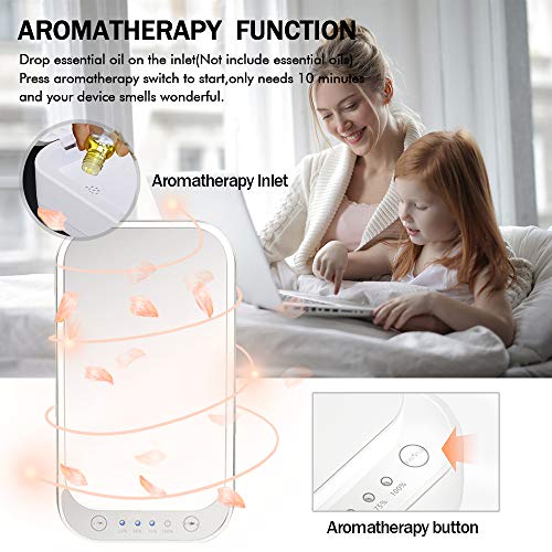 Popglory UV Esterilizador, Caja de Desinfección con Función Aromaterapia, Desinfectante para Teléfonos, joyas, Relojes, Gafas, Máscaras, sterilizadora Multifuncional Regalo (Blanco)
