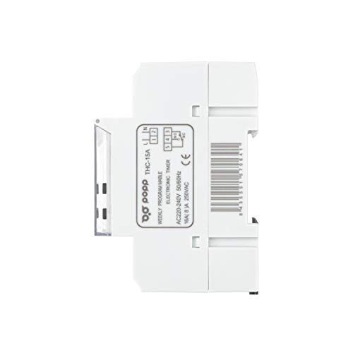 POPP® Electric Interruptor de relé de tiempo programable semanal de potencia LCD Digital THC15A 220V 16A (THC-15A)