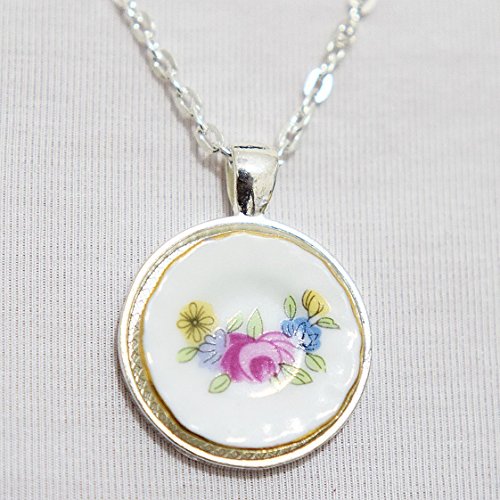 Porcelana colgante, envejecido, diseño floral joyería, China, joyas flores colgante