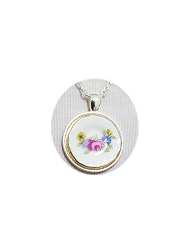 Porcelana colgante, envejecido, diseño floral joyería, China, joyas flores colgante