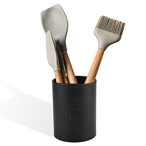 Porta palillos Estante de almacenamiento estilo europeo del norte Tenedor de cuchara Cuchara perforada Utensilio de cocina Organizador 3.94 * 5.12in(Negro)