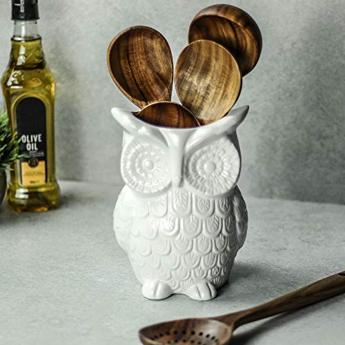 Porta utensilios para búho | Organizador de cerámica decorativo | Decoración de cocina | Barril de galletas | Olla estacionaria | Accesorios de cocina | Maceta | M&W