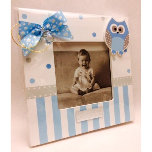 Portafotos PERSONALIZADOS para bautizo de niño marcos azules GRABADOS (pack 10 unidades)