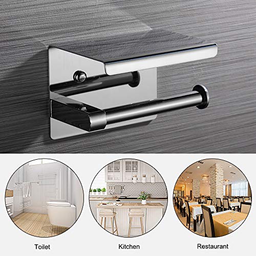 Portarrollos para Papel Higiénico Acero inoxidable SUS304 Soporte Papel WC Montado en la Pared Porta Rollos de Papel Higienico con el Teléfono Móvil Estante de Almacenamiento para Baño y Cocina