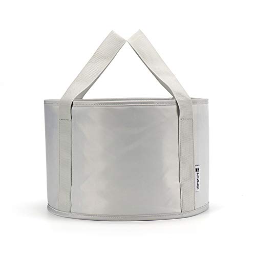 Portátil Cuenca al Aire Libre Viaje Impermeable Bolsa de Lavar Lavamanos/Lavamanos Plegable Bolsa de Cubo Película De Aluminio Anti-Filtración Incorporada,Gray,31CM*20CM