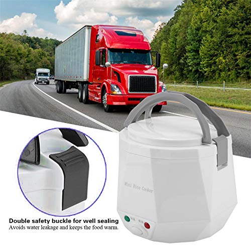 Portátil De 12V / 24V De Coches Camión Eléctrico Hot Pot Con Car Line Antiadherente Olla Interior Viaje Mini Cocina Para 1-2 Personas Cocina Sopa Arroz Harina Avena - Guisos Coche Sólo (Car-White)