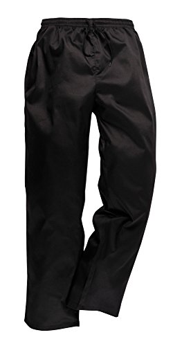 Portwest C070 - Pantalones con cordón Chef, color Negro, talla Medium