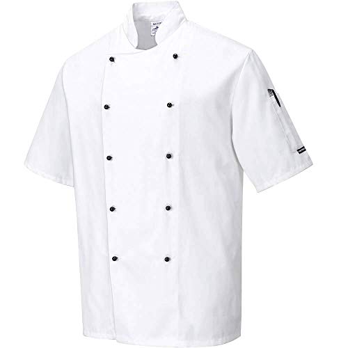 Portwest C734 - Chaqueta Kent cocineros, color Blanco, talla Large