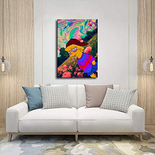Póster de la película Hippie de Trippy Lisa Simpson Hippie y arte de pared con impresión moderna para decoración de habitación familiar, Sin marco, 12x18inch