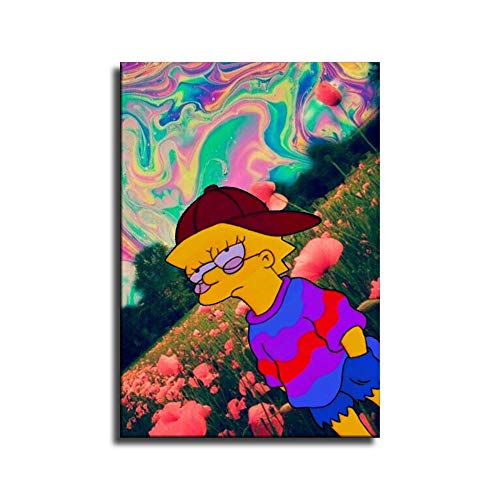 Póster de la película Hippie de Trippy Lisa Simpson Hippie y arte de pared con impresión moderna para decoración de habitación familiar, Sin marco, 12x18inch