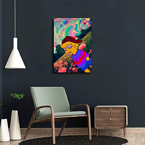 Póster de la película Hippie de Trippy Lisa Simpson Hippie y arte de pared con impresión moderna para decoración de habitación familiar, Sin marco, 12x18inch