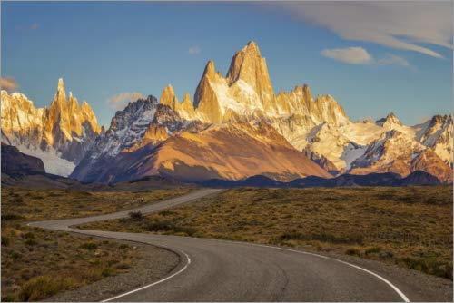Posterlounge Lienzo 30 x 20 cm: Fitz Roy in Patagonia de Dieter Meyrl - Cuadro Terminado, Cuadro sobre Bastidor, lámina terminada sobre Lienzo auténtico, impresión en Lienzo