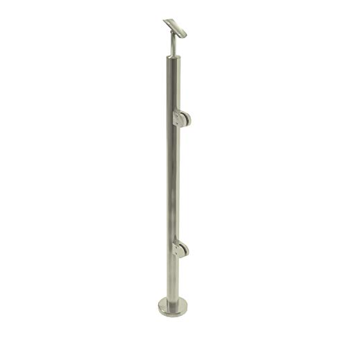 Postes para barandilla de acero inoxidable, con pinzas y soporte – para barandillas de balcón / de cristal – acero V2A