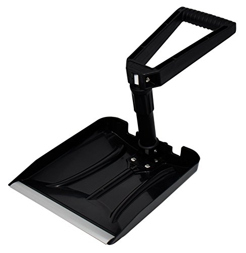 Power Pala Plegable per Nieve - Forma Completamente Plegable 65 cm Longitud Total 32 cm Longitud Compacta Coches, Camiones y Remolques, Estuche Incluido (Color Negro)