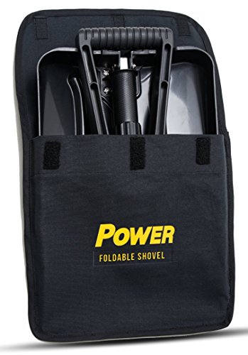 Power Pala Plegable per Nieve - Forma Completamente Plegable 65 cm Longitud Total 32 cm Longitud Compacta Coches, Camiones y Remolques, Estuche Incluido (Color Negro)