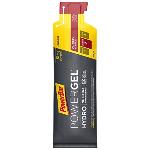 PowerBar PowerGel Hydro Cherry 24x67ml - Gel Energético de Alto Carbono + C2MAX Magnesio y Sodio + 51mg Cafeína