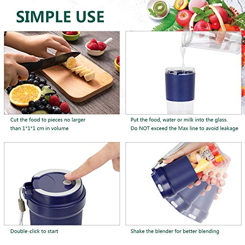 POWERGIANT Licuadora Portátil USB Recargable, 300ml Mini Taza De Jugo, Mezclador de Frutas Smoothie Maker para el hogar, la Oficina, los Deportes, Certificado FDA/BPA