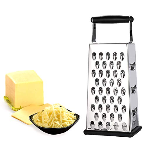 Poxcap - Rallador multifuncional de caja, queso, verduras, jengibre, utensilios de cocina, ralladores, multiusos, herramienta para rallar, mango curvo antideslizante, MasterCheese, juego con 4 lados