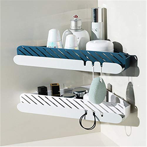 PPTS Estante de baño libre perforador de pared para colgar en la pared del lavabo rack de baño estante de almacenamiento de pared, Rectangular Azul, 29.3*11.2*6.5cm