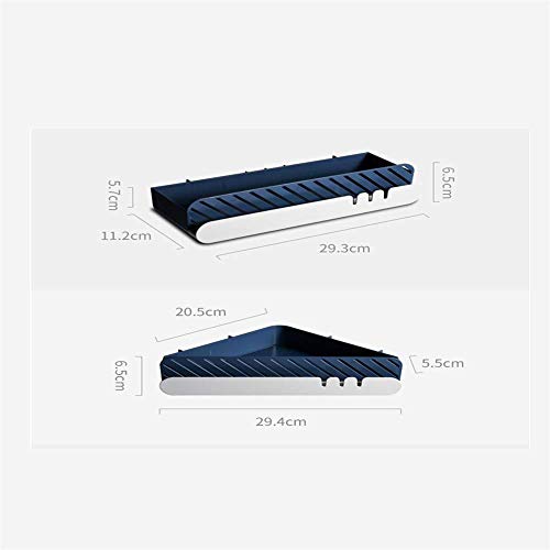PPTS Estante de baño libre perforador de pared para colgar en la pared del lavabo rack de baño estante de almacenamiento de pared, Rectangular Azul, 29.3*11.2*6.5cm