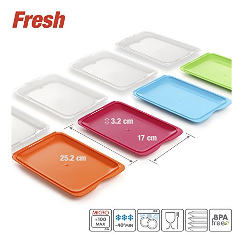 PracticFood - Lote de 3 Porta Embutidos y Alimentos Sistema FRESH, Conservación Optima de Lonchas en Nevera, Color Naranja, Medidas 17 x 3.2 x 25.2 cm