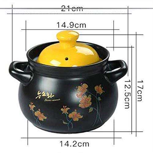 Practico y Hermoso XHSGCasserole Resistente a Altas temperaturas y Gran Capacidad Curling Pot de Crudo de Arena, Abierto Fuego y Gas for la Sopa de Crudo y la Piedra Olla de cazuela, 2.5L
