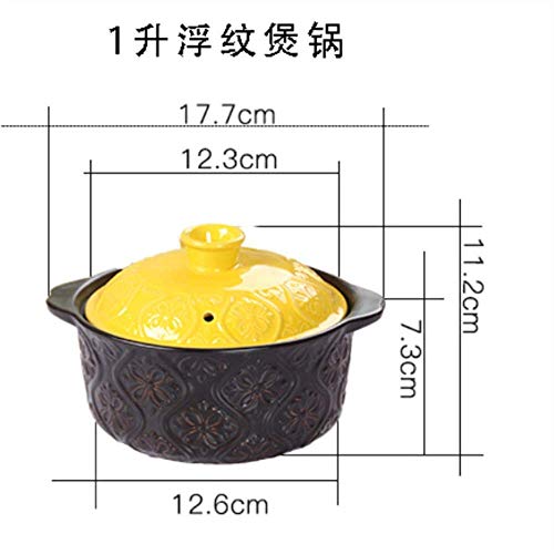 Practico y Hermoso XHSGCasserole Resistente a Altas temperaturas y Gran Capacidad Curling Pot de Crudo de Arena, Abierto Fuego y Gas for la Sopa de Crudo y la Piedra Olla de cazuela, 2.5L