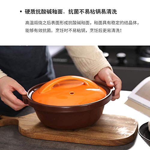 Practico y Hermoso XHSGCasserole Resistente a Altas temperaturas y Gran Capacidad Curling Pot de Crudo de Arena, Abierto Fuego y Gas for la Sopa de Crudo y la Piedra Olla de cazuela, 2.5L