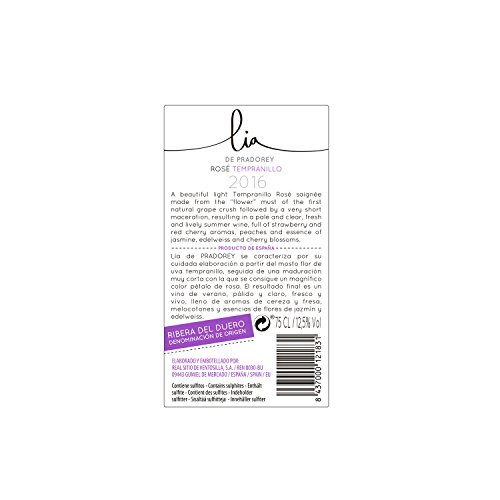 PRADOREY Lia - Vino rosado - 100% Tempranillo - Ribera del Duero - Vino natural de corta maceración con un punto de dulzor - 1 Botella - 0,75 L