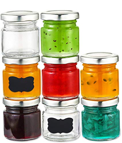 Praknu - Juego de 25 tarros pequeños de 50 ml con tapa, etiquetas herméticas para regalar