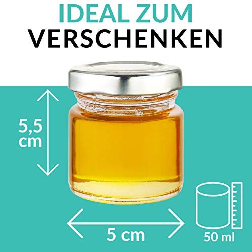 Praknu - Juego de 25 tarros pequeños de 50 ml con tapa, etiquetas herméticas para regalar