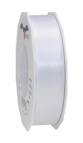 Prasent C.E, pattberg 25 mm 25 m de Cinta de Raso de Doble Cara, Blanco