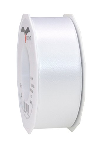 Prasent C.E, pattberg 40 mm 25 m de Cinta de Raso de Doble Cara, Blanco