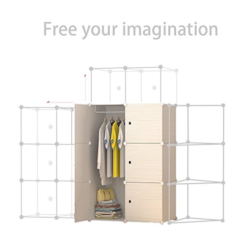 PREMAG Patrón de Madera Armari portátil para Colgar la Ropa, ropero Combinado, Armario Modular para Ahorrar Espacio, Ideal Organizador de Almacenamiento Cubo para Libros, Juguetes, Toallas (20 New)