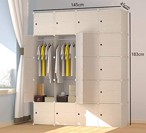 PREMAG Patrón de Madera Armari portátil para Colgar la Ropa, ropero Combinado, Armario Modular para Ahorrar Espacio, Ideal Organizador de Almacenamiento Cubo para Libros, Juguetes, Toallas (20 New)