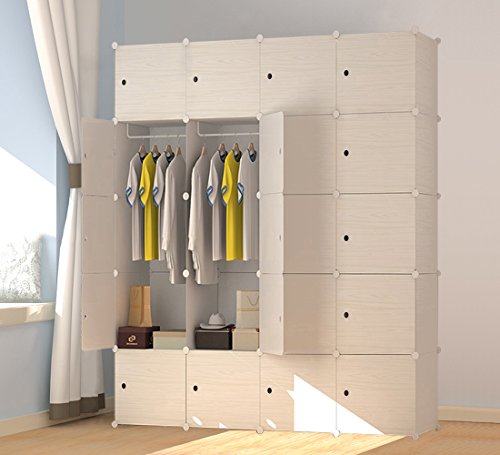 PREMAG Patrón de Madera Armari portátil para Colgar la Ropa, ropero Combinado, Armario Modular para Ahorrar Espacio, Ideal Organizador de Almacenamiento Cubo para Libros, Juguetes, Toallas (20 New)