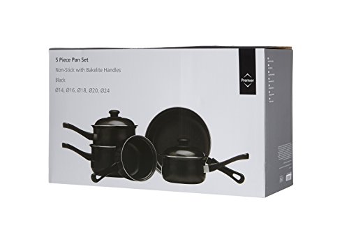 Premier Housewares Batería de Cocina, Acero de Carbono, Negro, Centimeters