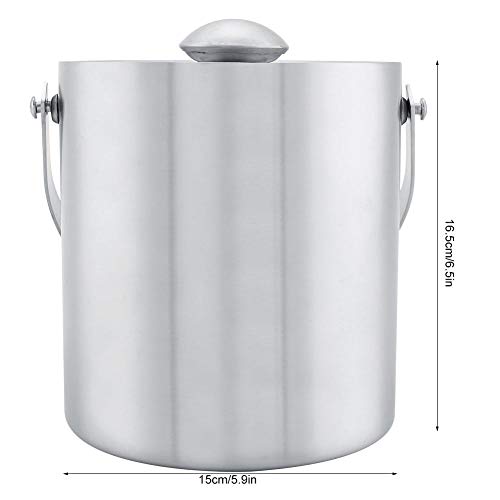 Premium Cubitera, Cubo Hielo Acero Inox Aislado de Doble Pared con Mango Tapa y Pinzas para BBQs Cócteles Fiestas Cumpleaños y Aniversarios (2L)