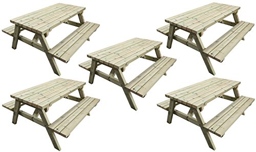 Premium Heavy Duty 5 ft mesa de picnic fabricado con Chunky muebles grado sueco Redwood. Tratada A Presión a resistir el tiempo para 15 años. Muy fuerte y resistente.