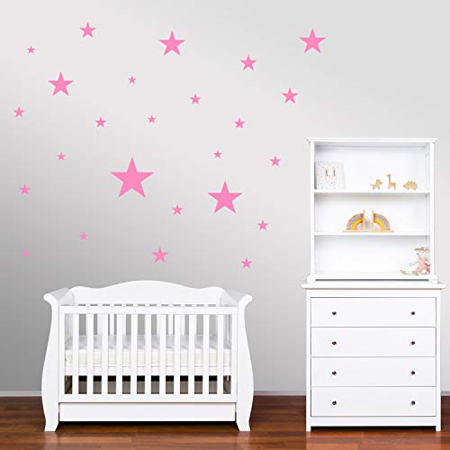PREMYO 25 Estrellas Pegatinas Pared Infantil - Vinilos Decorativos Habitación Bebé Niña - Fácil de Poner Rosa