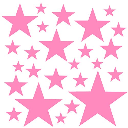 PREMYO 25 Estrellas Pegatinas Pared Infantil - Vinilos Decorativos Habitación Bebé Niña - Fácil de Poner Rosa