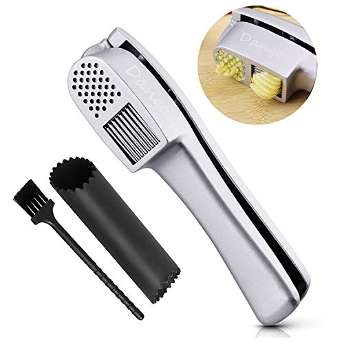 Prensa de ajo, 2 en 1, picadora profesional de ajo y rebanadora, de aluminio resistente para restaurante profesional, hotel, hogar, cocina