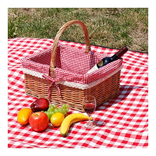 Preparación de Picnic pequeña Cesta Cesta de bambú Carrito Azules Vegetales de Frutas Cesta de Mimbre Carrito Forro Cesta del almacenaje de la Cesta del Huevo Cesta Tejida de la Nieve [No Cover]