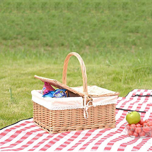 Preparación de Picnic pequeña Cesta Cesta de bambú Carrito Azules Vegetales de Frutas Cesta de Mimbre Carrito Forro Cesta del almacenaje de la Cesta del Huevo Cesta Tejida de la Nieve [No Cover]