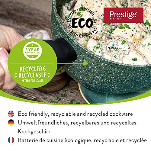Prestige Eco batería de Cocina de 3 Piezas, cazos antiadherentes con Tapa, menaje de Cocina de Aluminio Reciclado con Antiadherente Vegetal, Set de Calidad para Todas Las cocinas