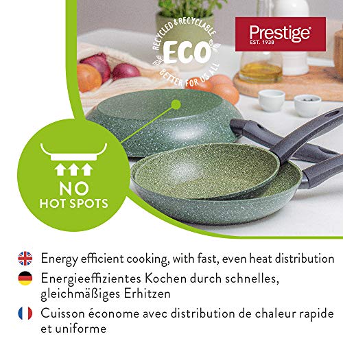 Prestige Eco Wok Antiadherente de 28 cm, sartén de Aluminio Reciclado con Antiadherente de Base Vegetal, Wok Redondo Apto para lavavajillas con 5 años de garantía
