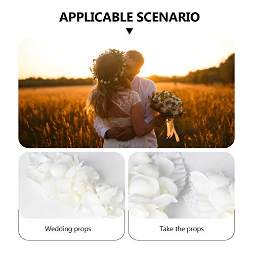 PRETYZOOM 2 Piezas de Perlas Ramillete de Muñeca Nupcial con Cinta de Hilo Pulsera de Muñeca de Boda Ramillete de Novia Ramillete de Dama de Honor Pulsera de Flores con Cuentas Pulsera de
