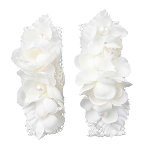 PRETYZOOM 2 Piezas de Perlas Ramillete de Muñeca Nupcial con Cinta de Hilo Pulsera de Muñeca de Boda Ramillete de Novia Ramillete de Dama de Honor Pulsera de Flores con Cuentas Pulsera de