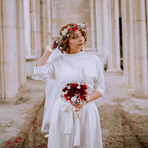 PRETYZOOM 2 Piezas de Perlas Ramillete de Muñeca Nupcial con Cinta de Hilo Pulsera de Muñeca de Boda Ramillete de Novia Ramillete de Dama de Honor Pulsera de Flores con Cuentas Pulsera de